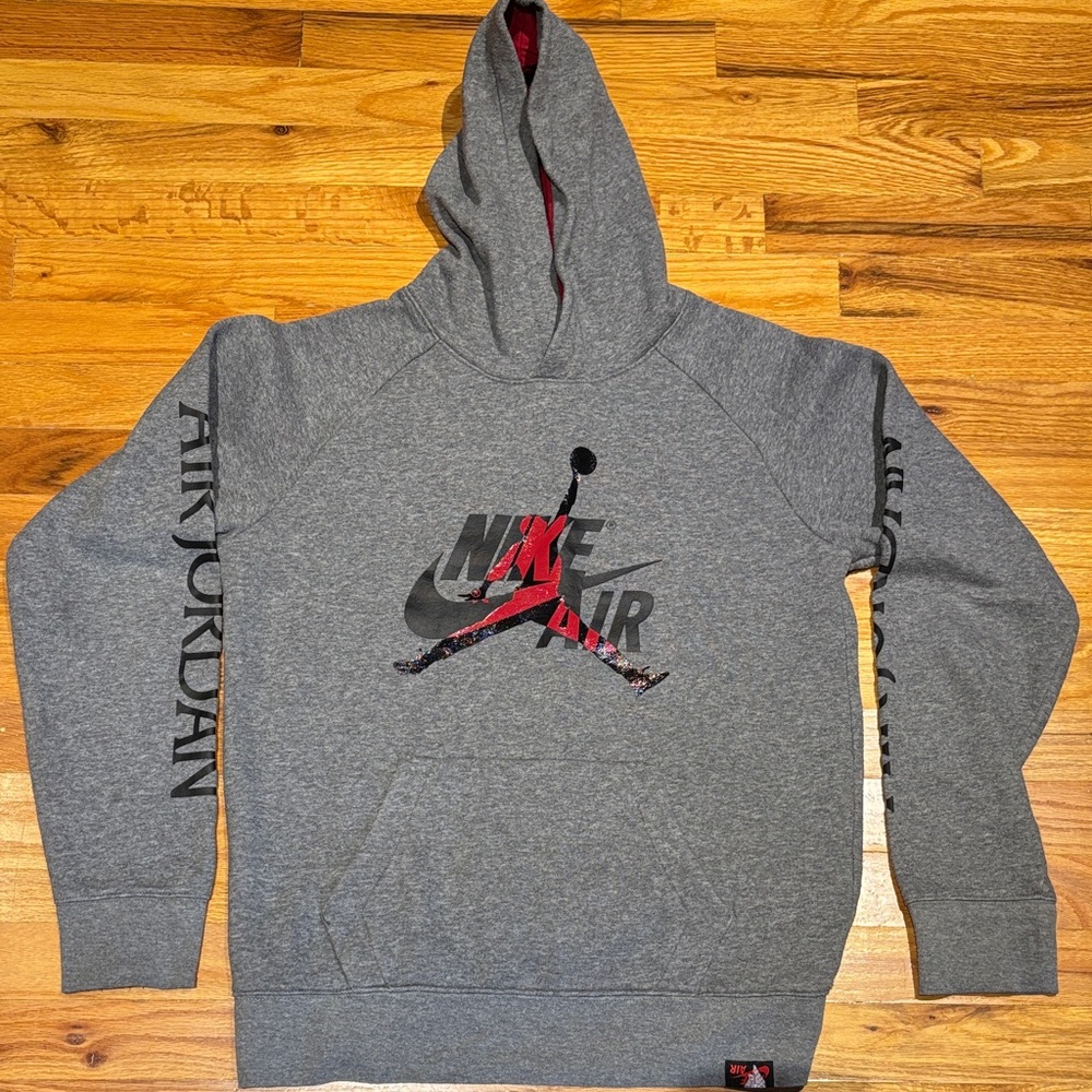 Nike Air Jordan Gray and Red Hoodie